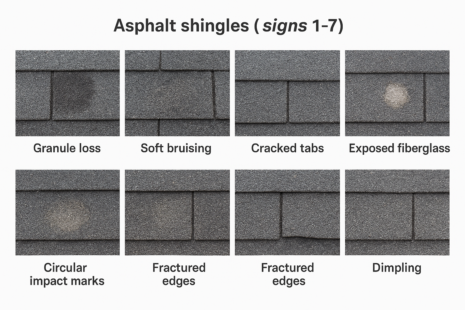Asphalt shingles (signs 1-7)