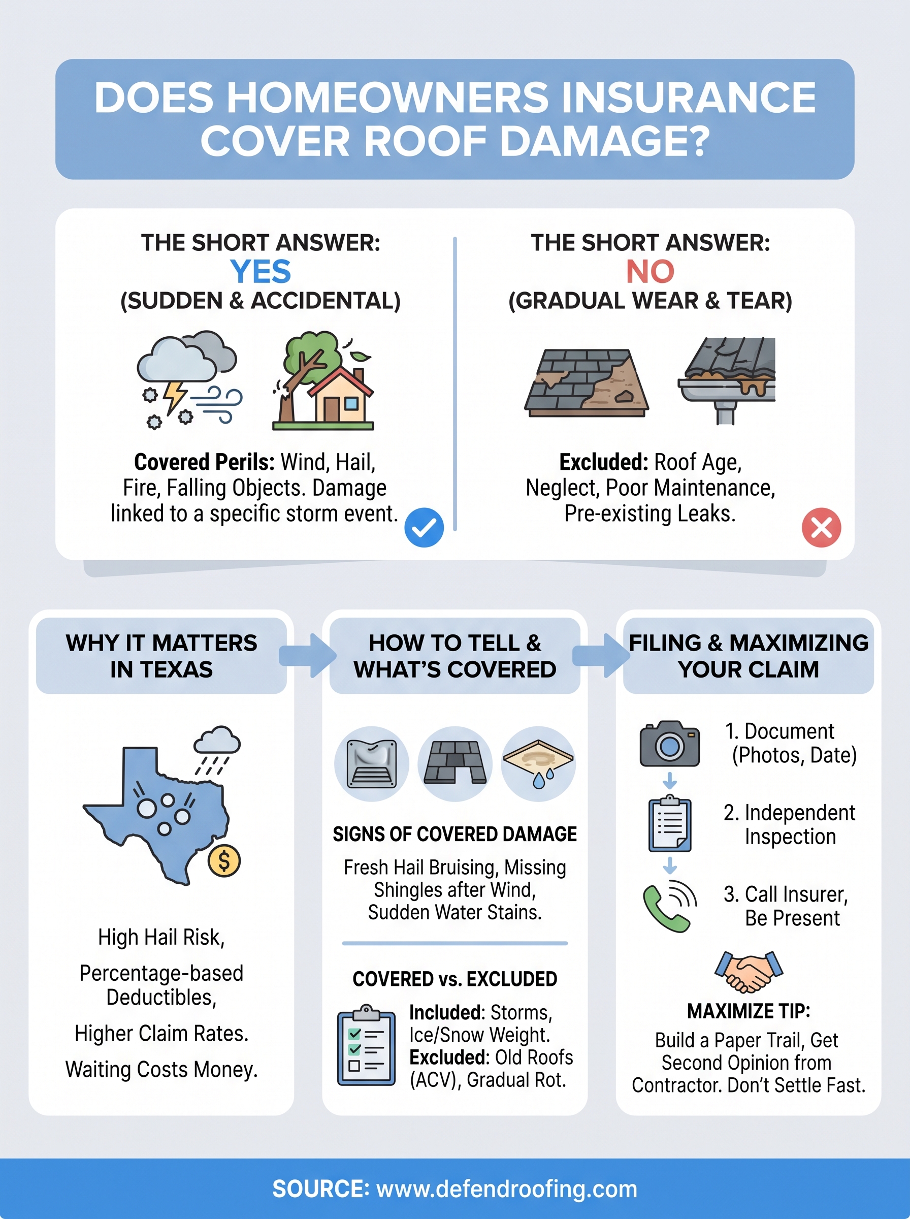 does homeowners insurance cover roof damage infographic