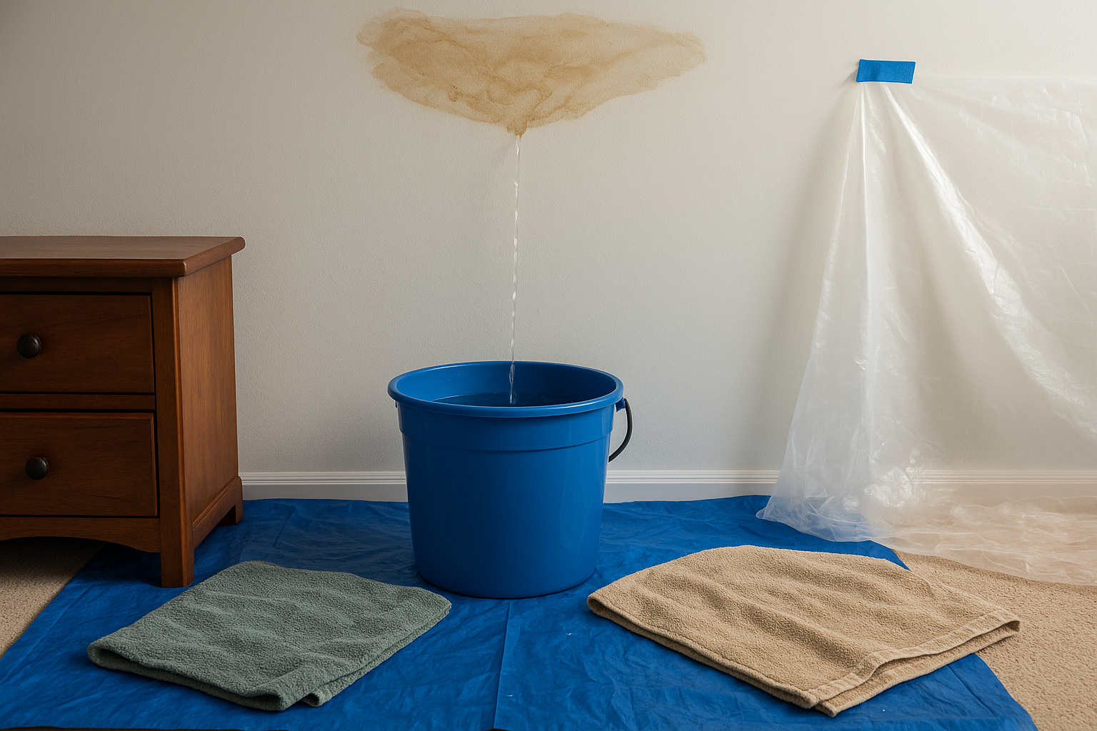Step 2. Contain the water damage indoors