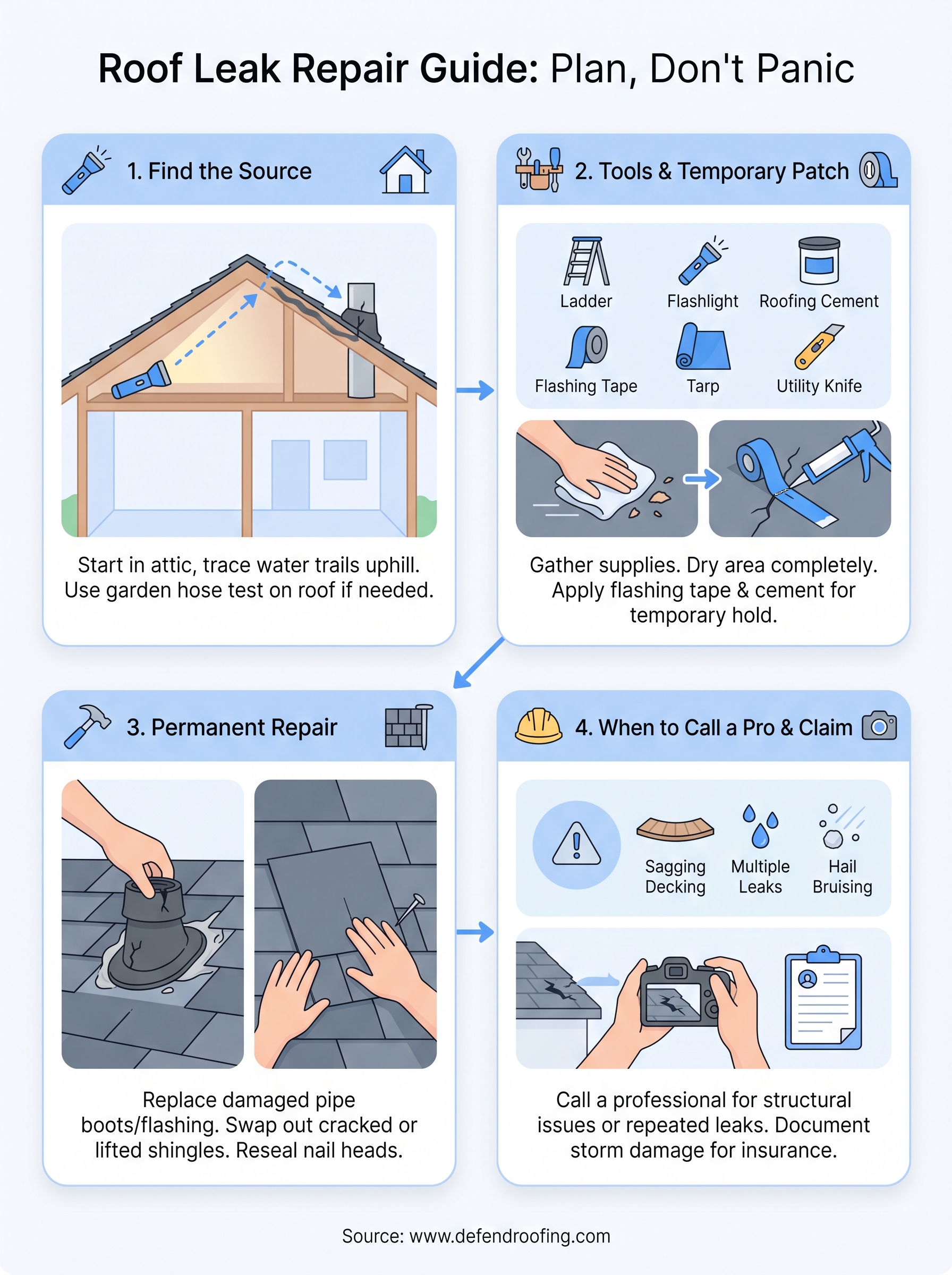 repair roof leak infographic