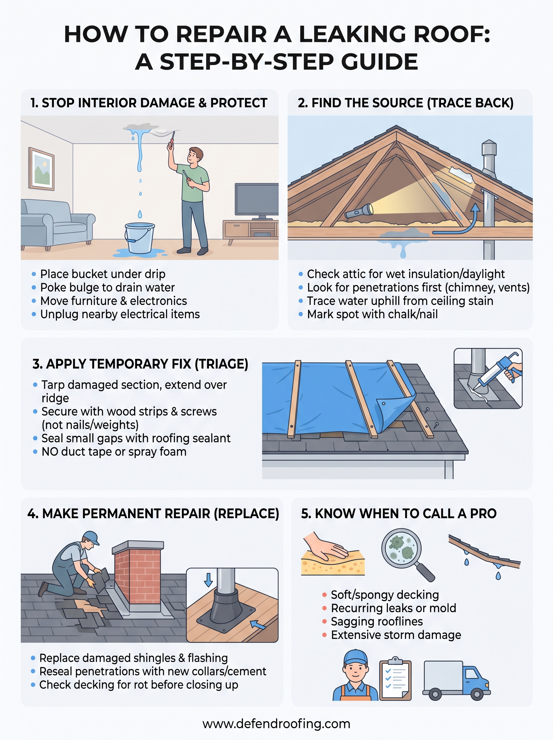 repair leaking roof infographic