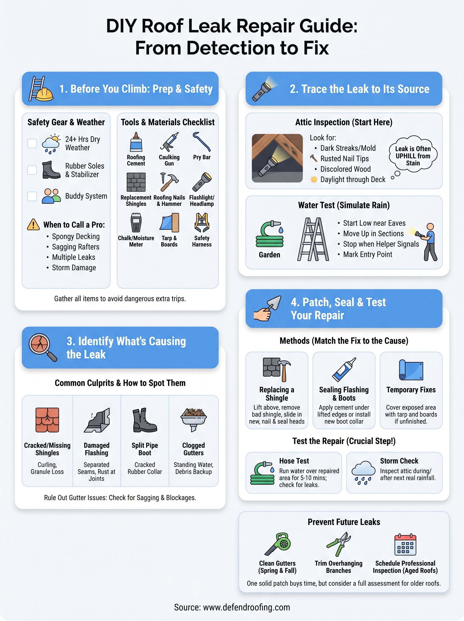 repair a leaking roof infographic