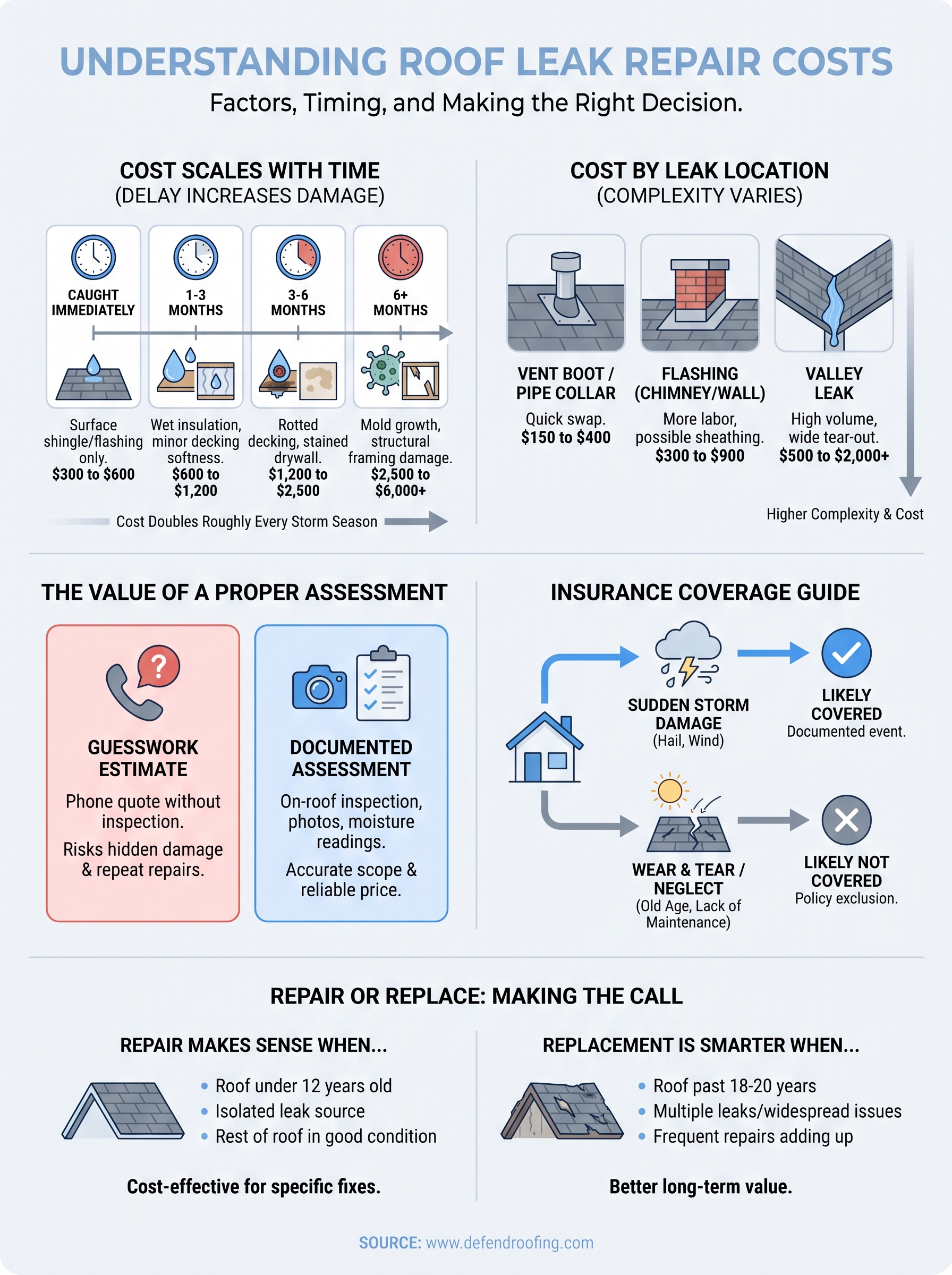 leak roof repair cost infographic