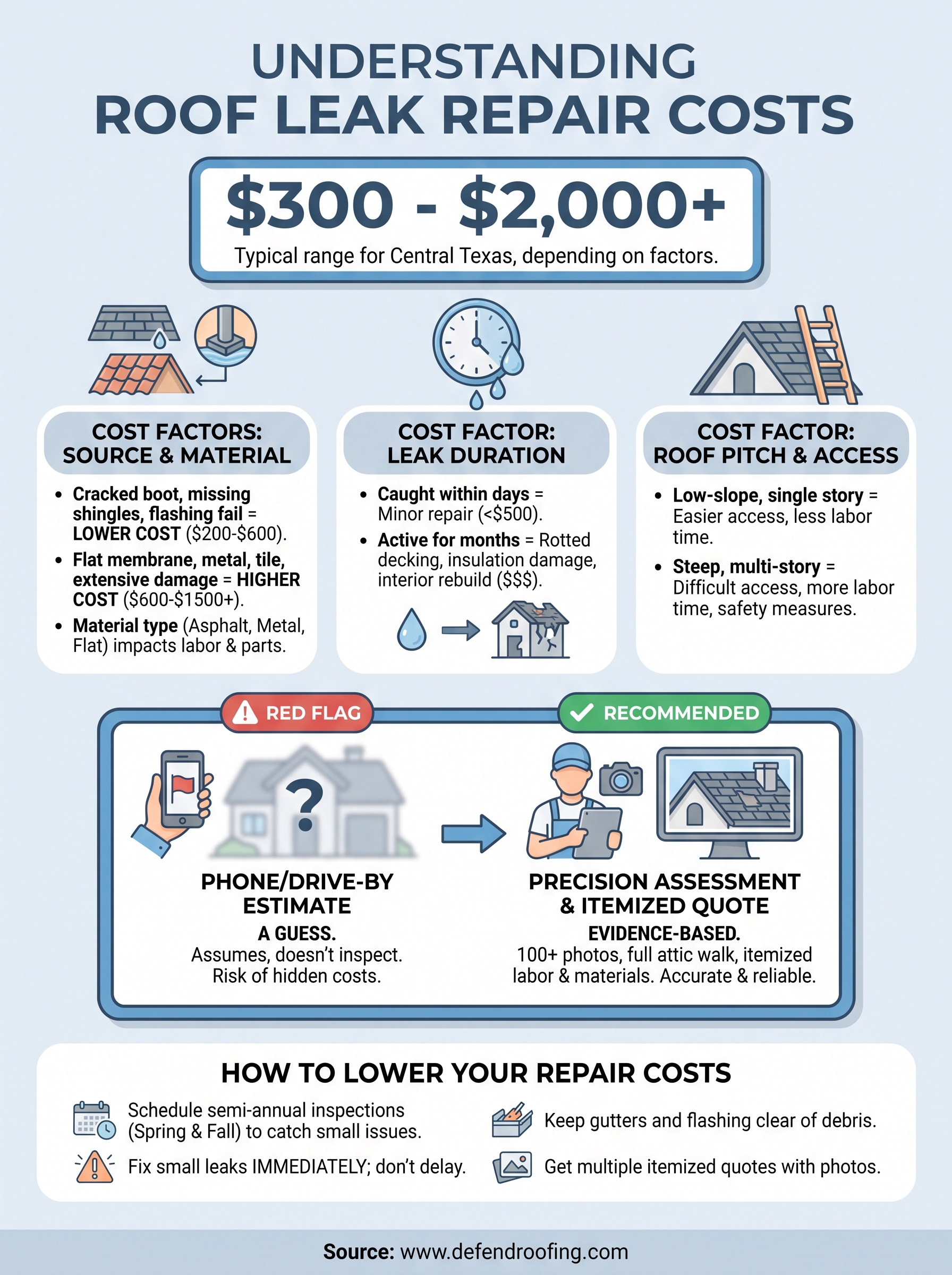 roof leak repair costs infographic