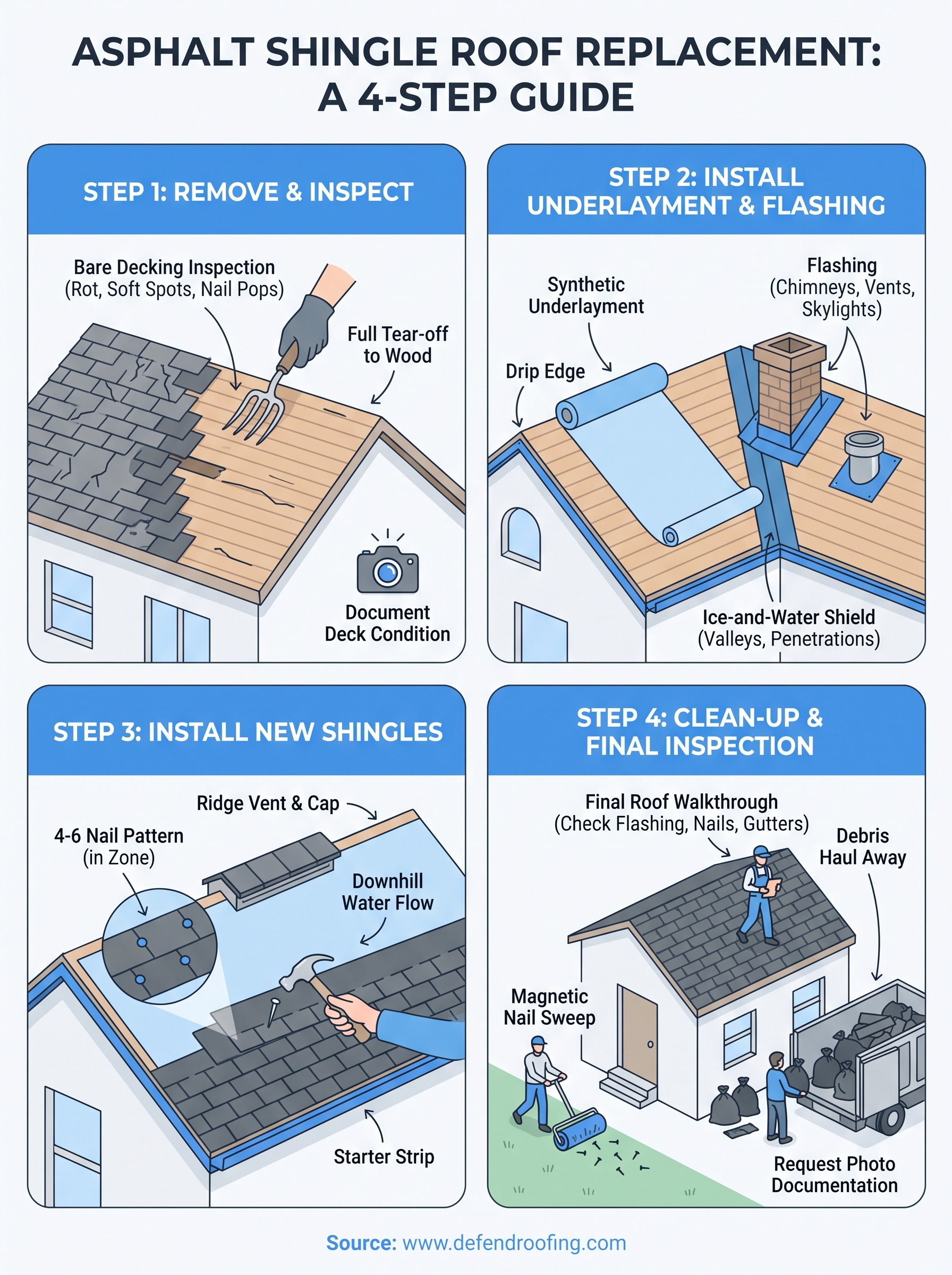 asphalt shingle roof replacement infographic