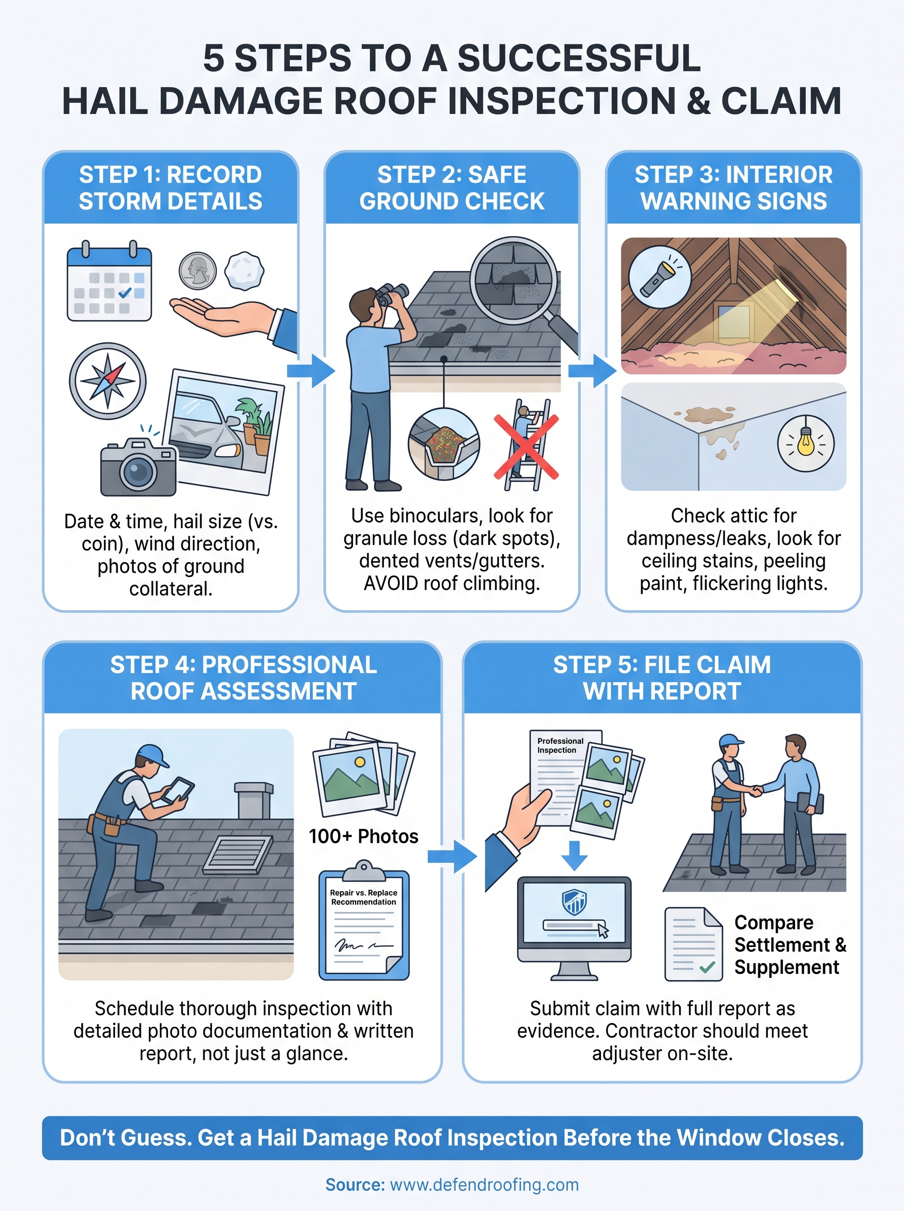 hail damage roof inspection infographic