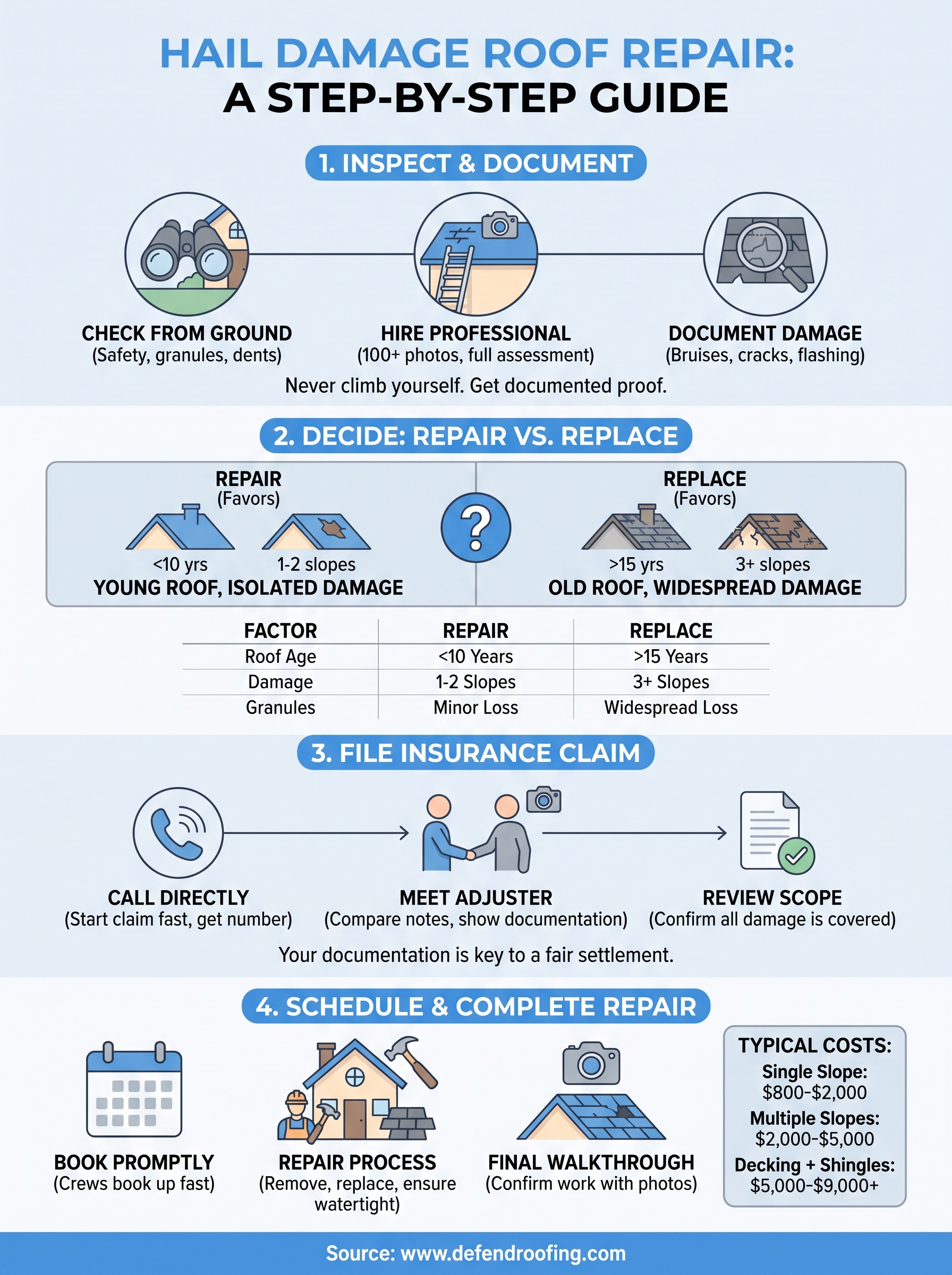 repair hail damage roof infographic