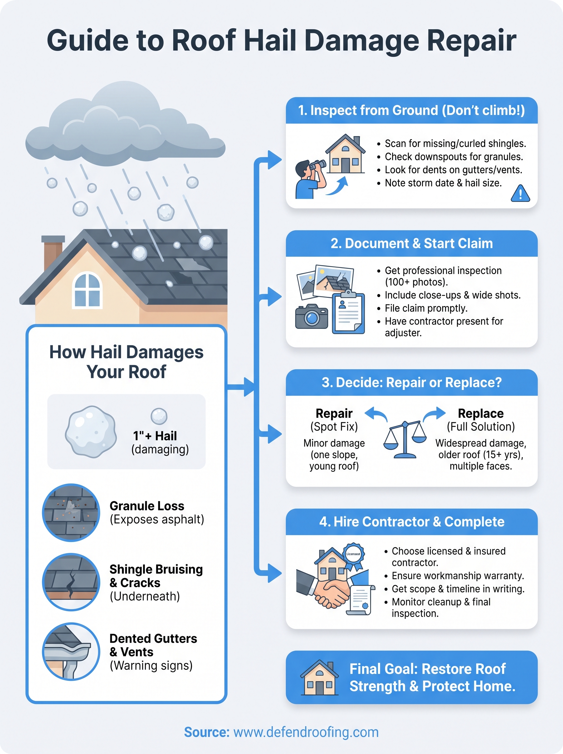 roof hail damage repair infographic