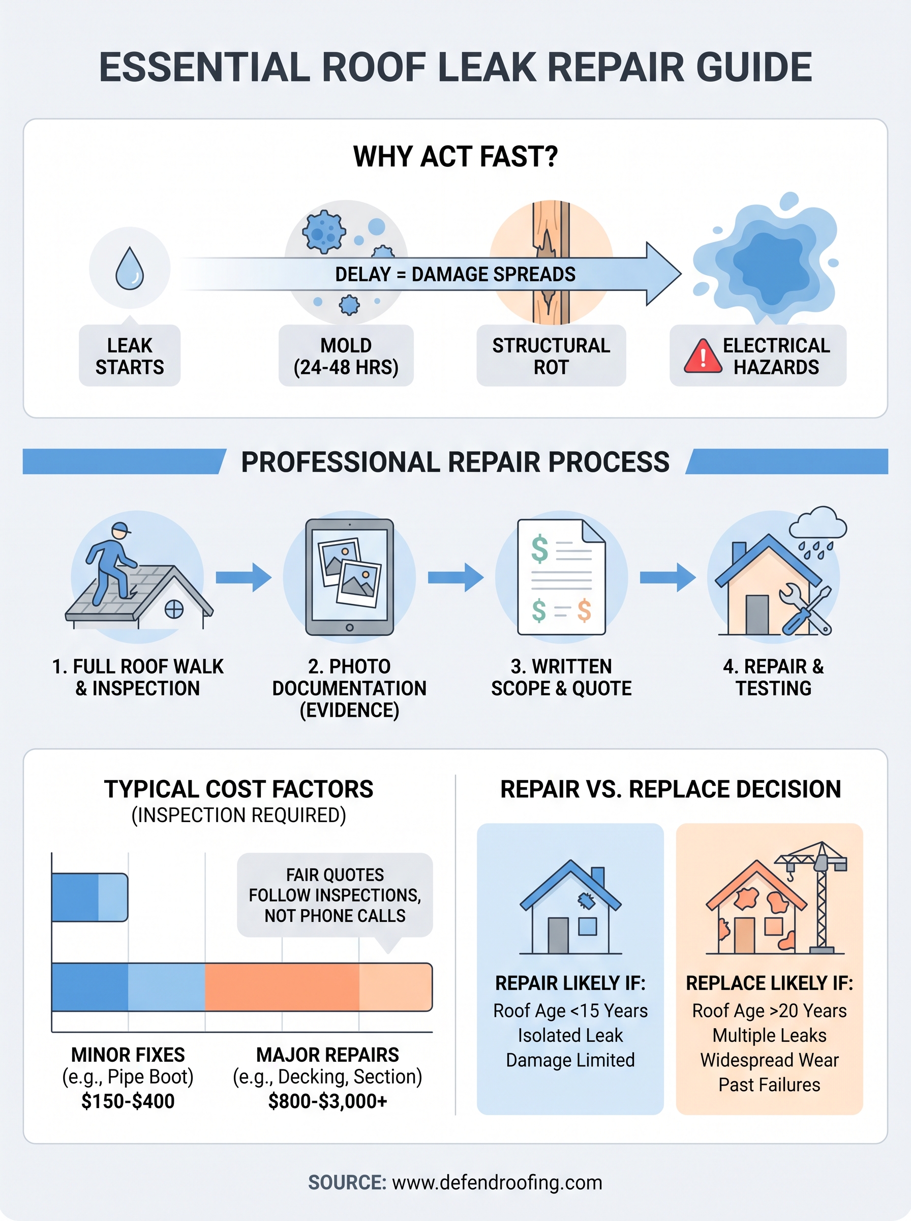 roof leaking repair near me infographic