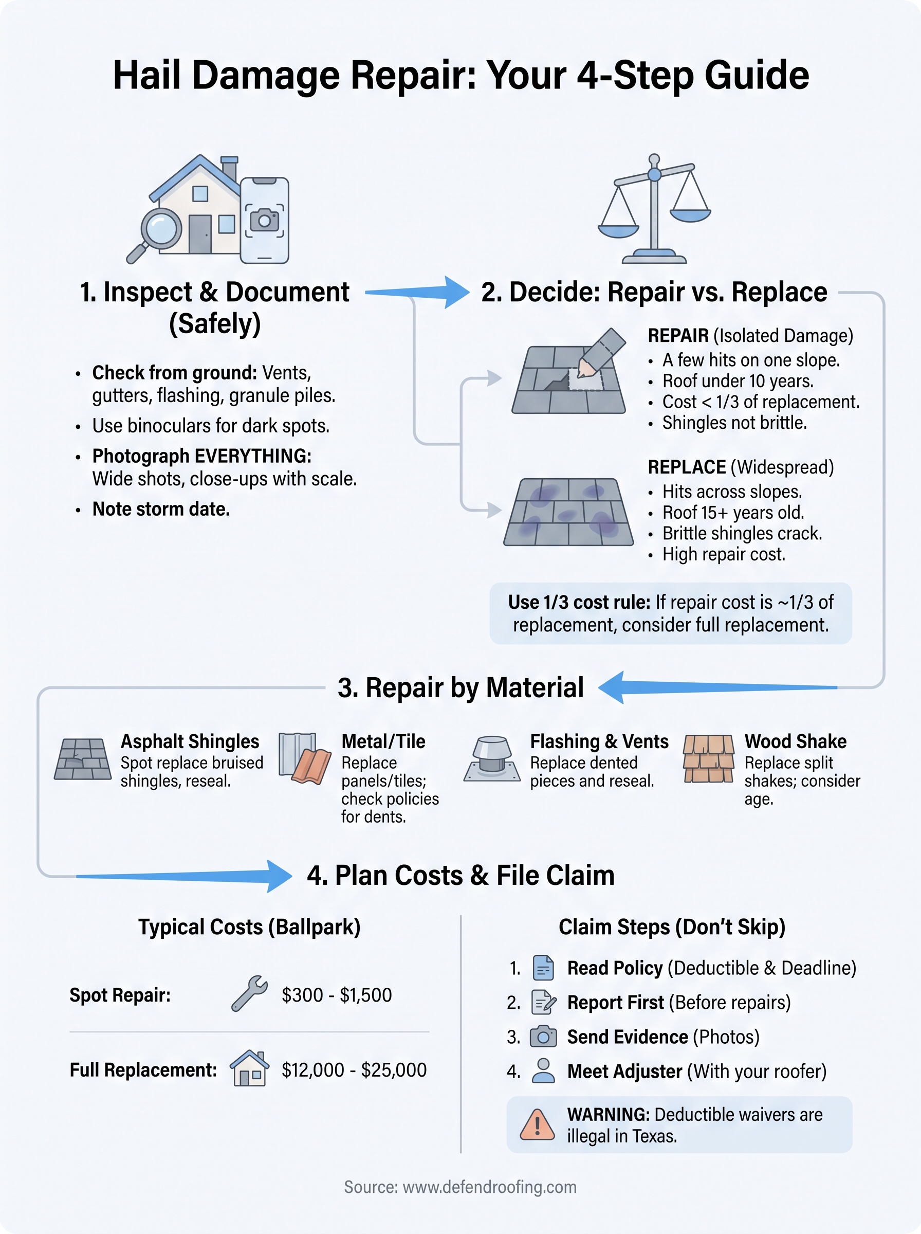 hail damage repair roof infographic