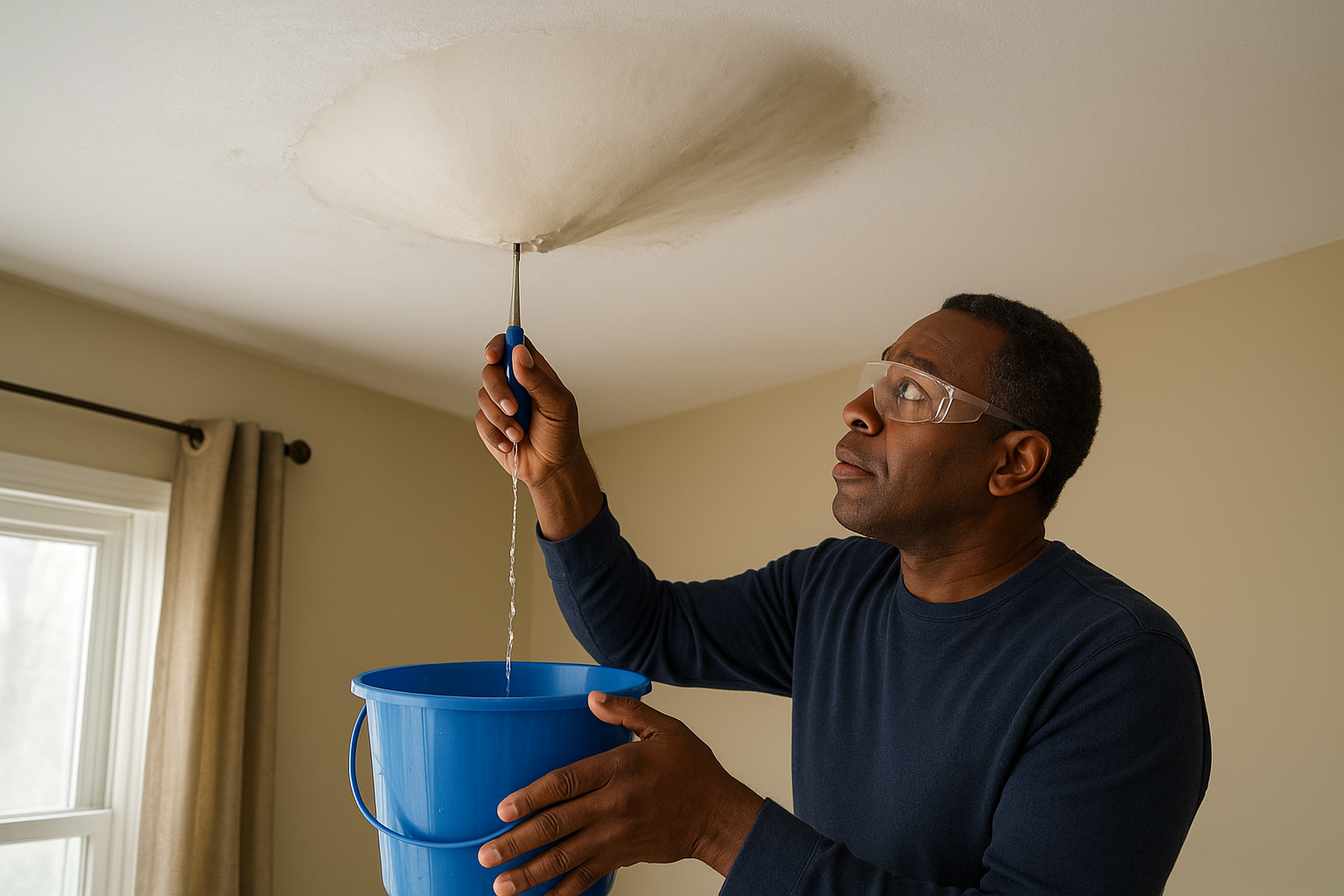 Relieve a bulging ceiling