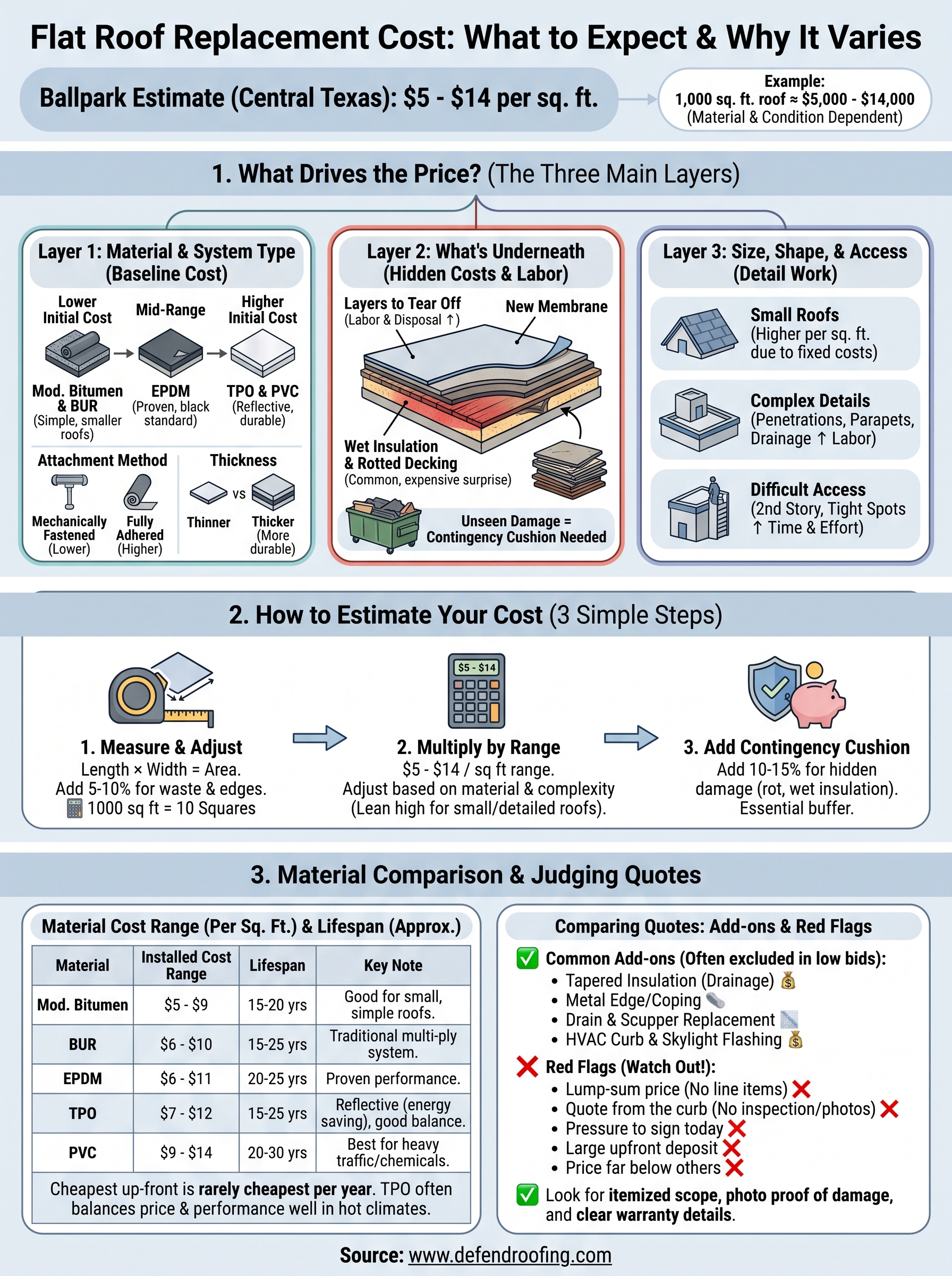 cost for flat roof replacement infographic