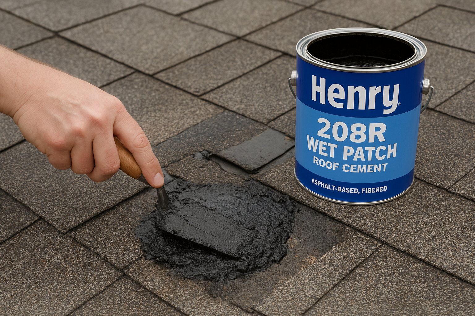 1. Henry 208R Wet Patch roof cement