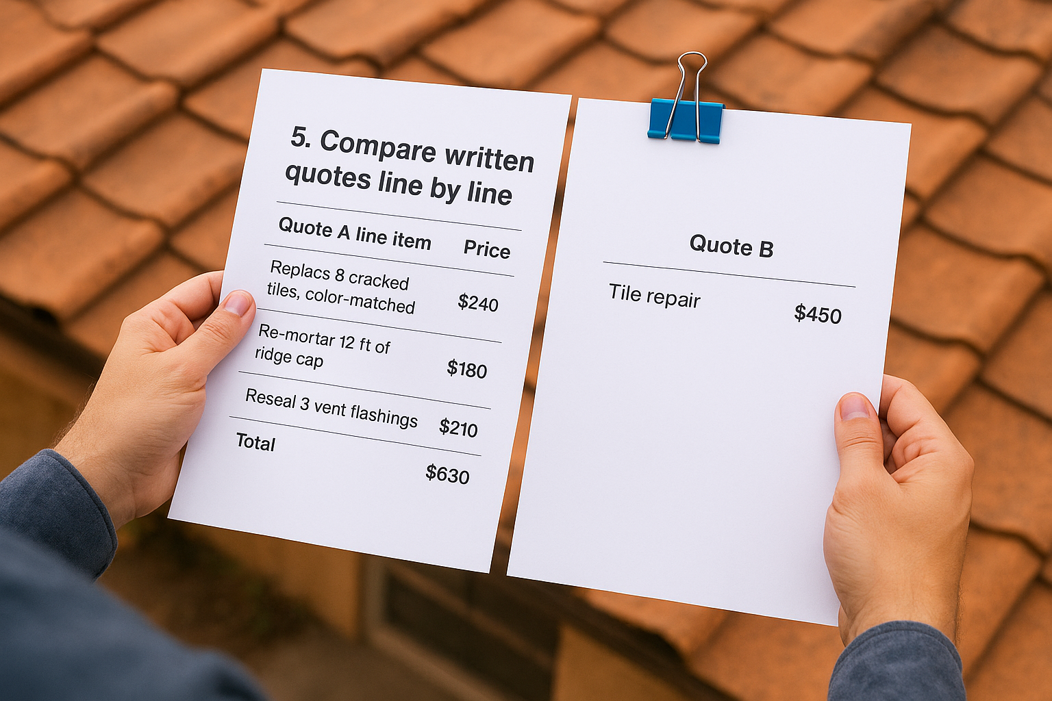 5. Compare written quotes line by line