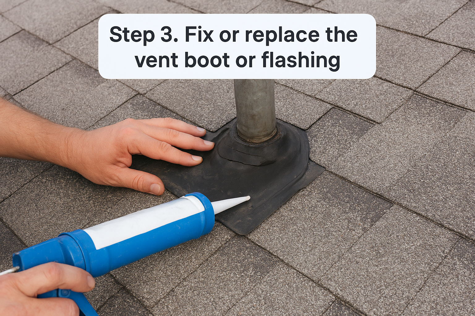 Step 3. Fix or replace the vent boot or flashing