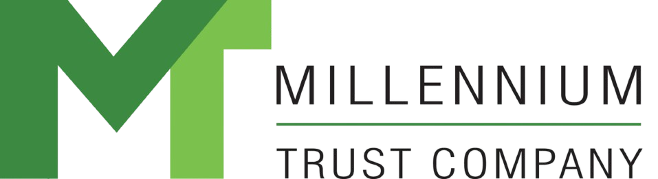Millennium Trust Company logo featuring a stylized green 'M' with an arrow integrated, and the company's name beside it.