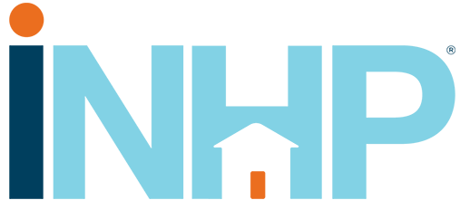 INHP logo with stylized letters and a small house integrated into the letter H.