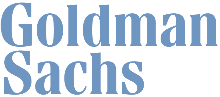 Goldman Sachs company name in blue serif font.