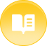 White open book icon inside a yellow circular gradient background.