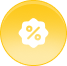 Yellow circular icon with a white percent discount symbol in the center.