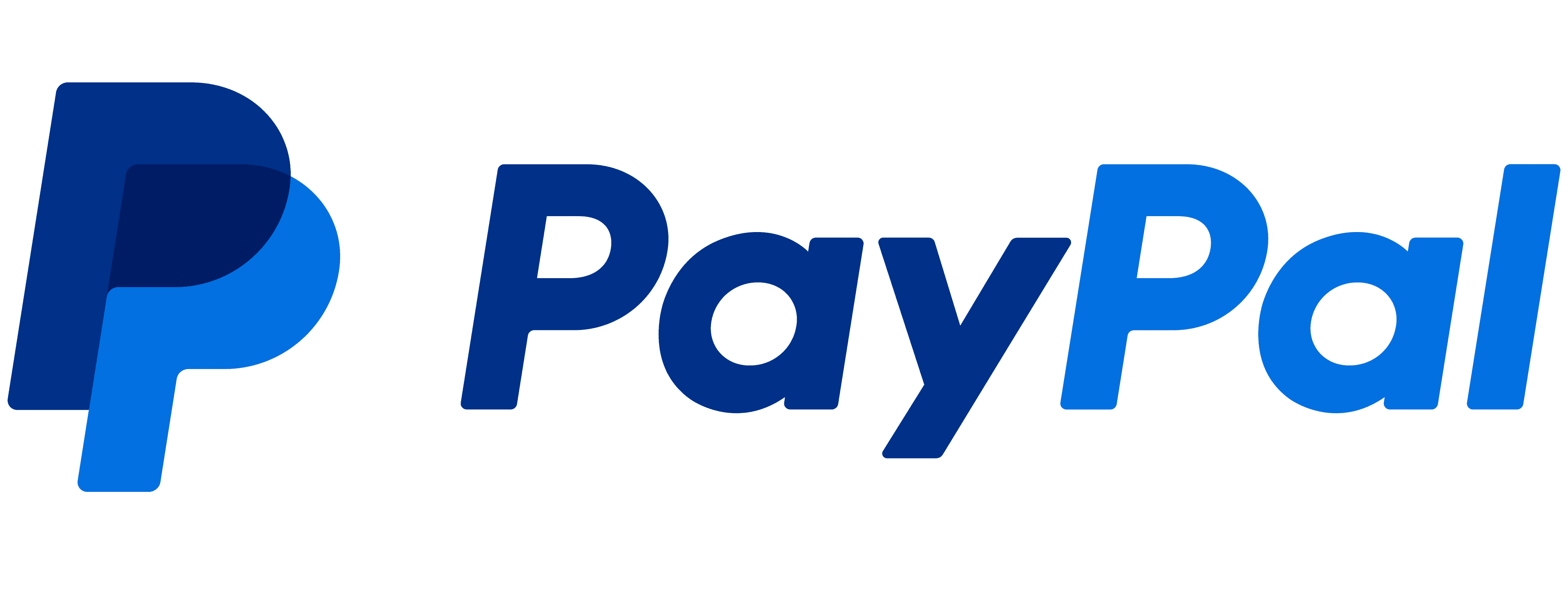 PayPal logo with overlapping blue 'P' letters and the word 'PayPal' in blue text.