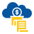 Blue cloud icon with two yellow documents below it.