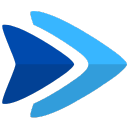 Two stylized arrow shapes pointing right, one dark blue and one light blue.