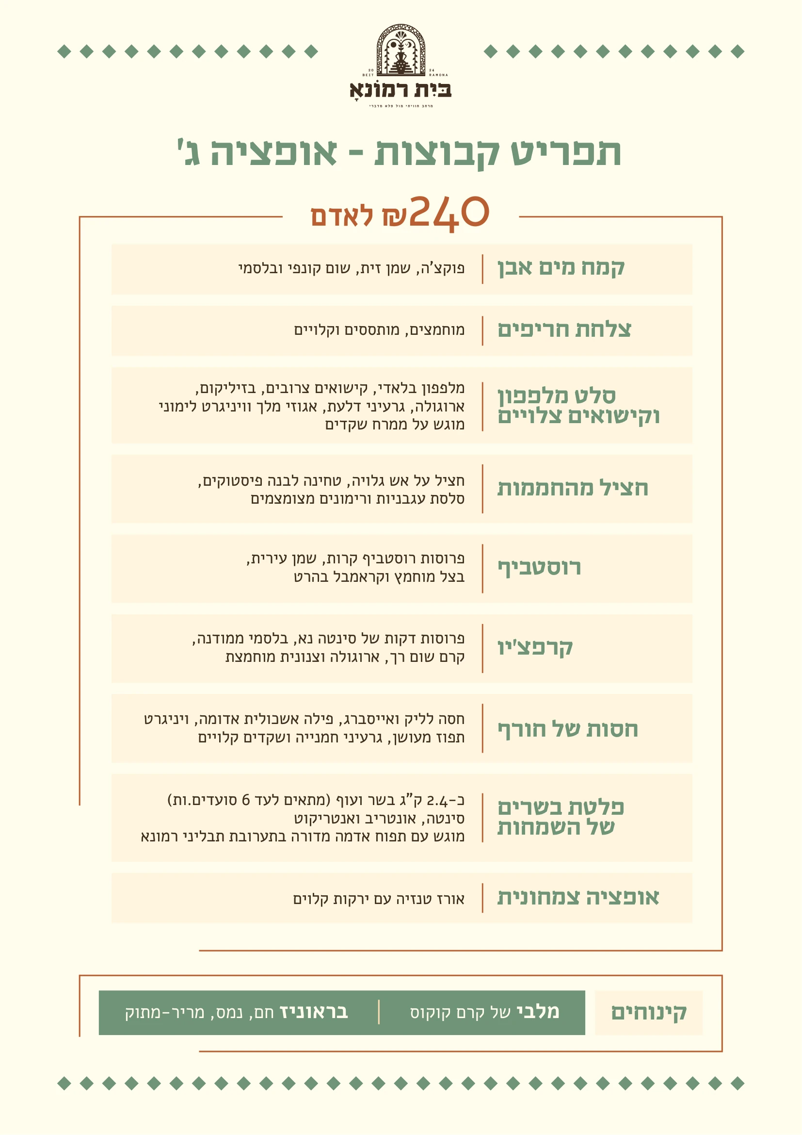 מתחם לאירוח קבוצות לארוחות במצפה רמון