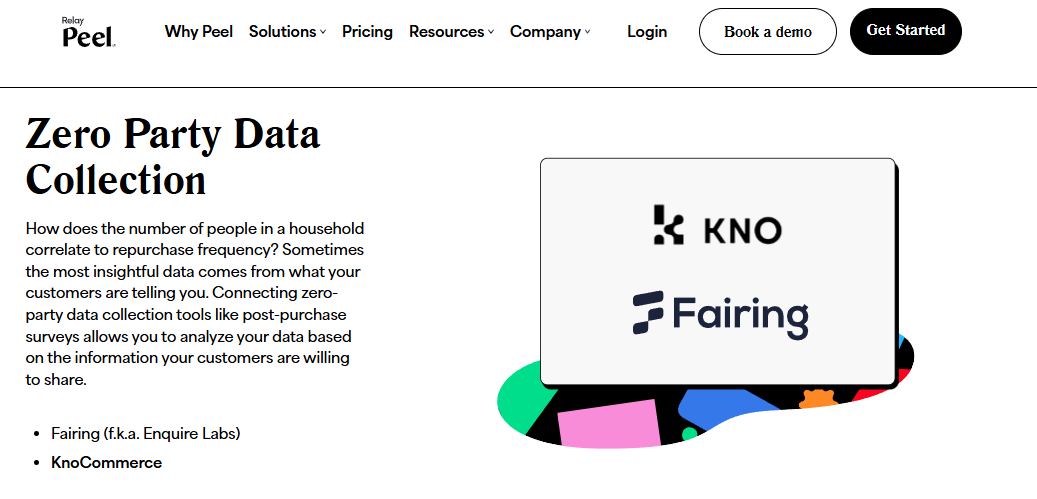 Peel zero-party data collection with Fairing and KnoCommerce post-purchase survey integrations for retention analysis