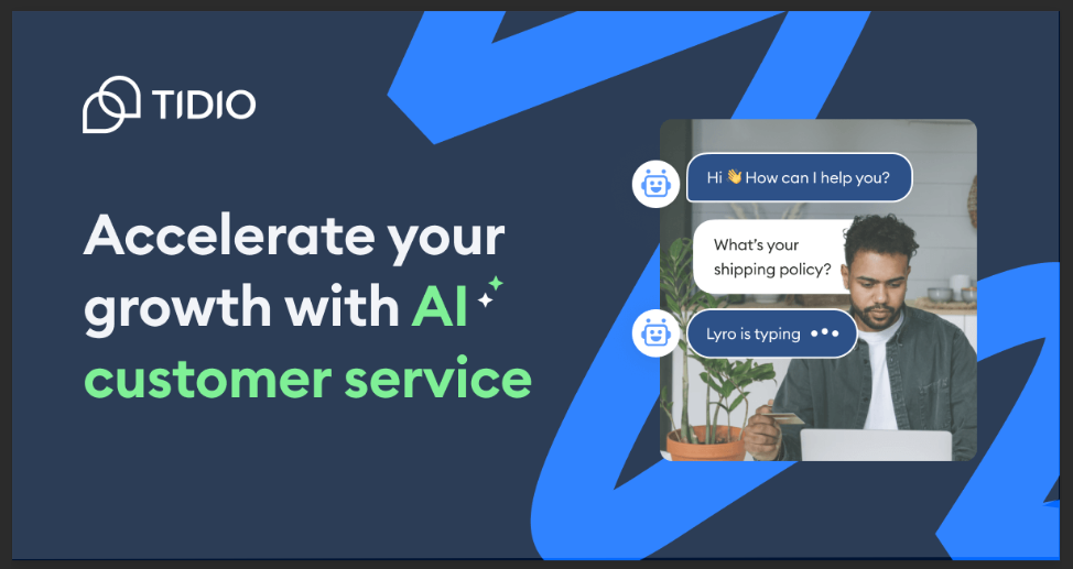 Tidio AI customer service chatbot with Lyro assistant automating Shopify store support conversations
