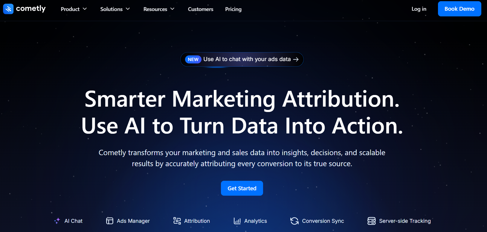 Cometly AI marketing attribution platform with conversion sync, server-side tracking, and ads manager features