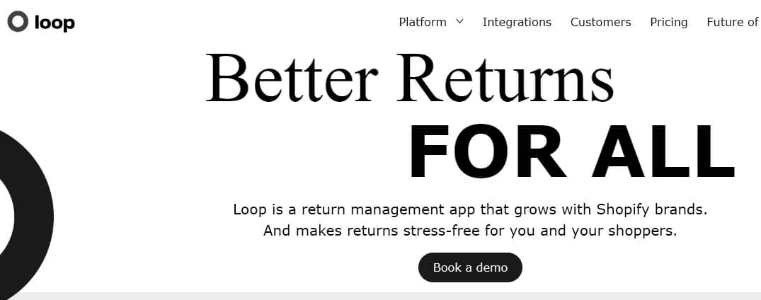 Loop Returns management app for Shopify brands offering stress-free self-service return experiences