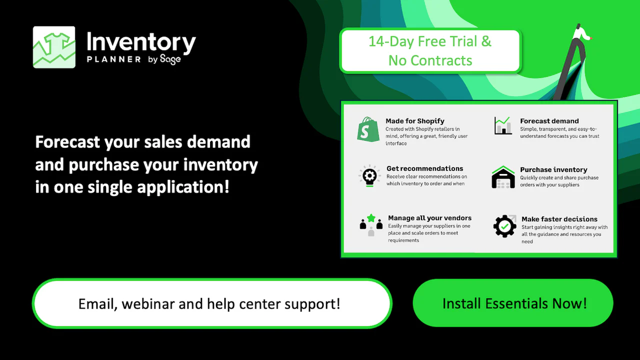  Inventory Planner by Sage for Shopify demand forecasting, purchase orders, and vendor management