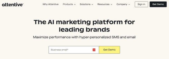 Attentive AI marketing platform for hyper-personalized SMS and email campaigns for leading ecommerce brands