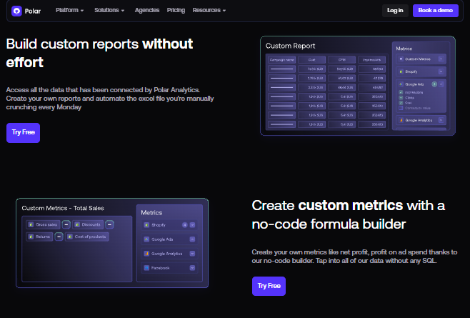 Analytics Shopify reporting app custom report builder and no-code formula builder for net profit metrics