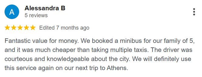 Google Review - Athens Taxi Hub