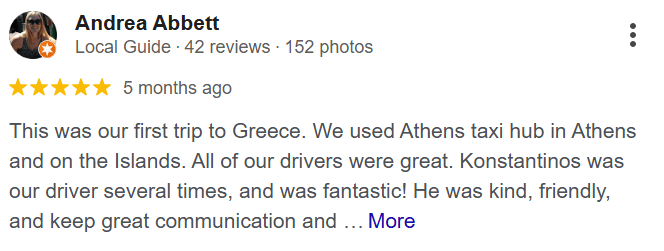 Google Review - Athens Taxi Hub