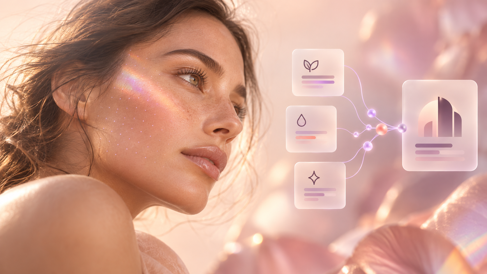 A beautician's skin scan on one client connected to a network of salons and a single headquarters view