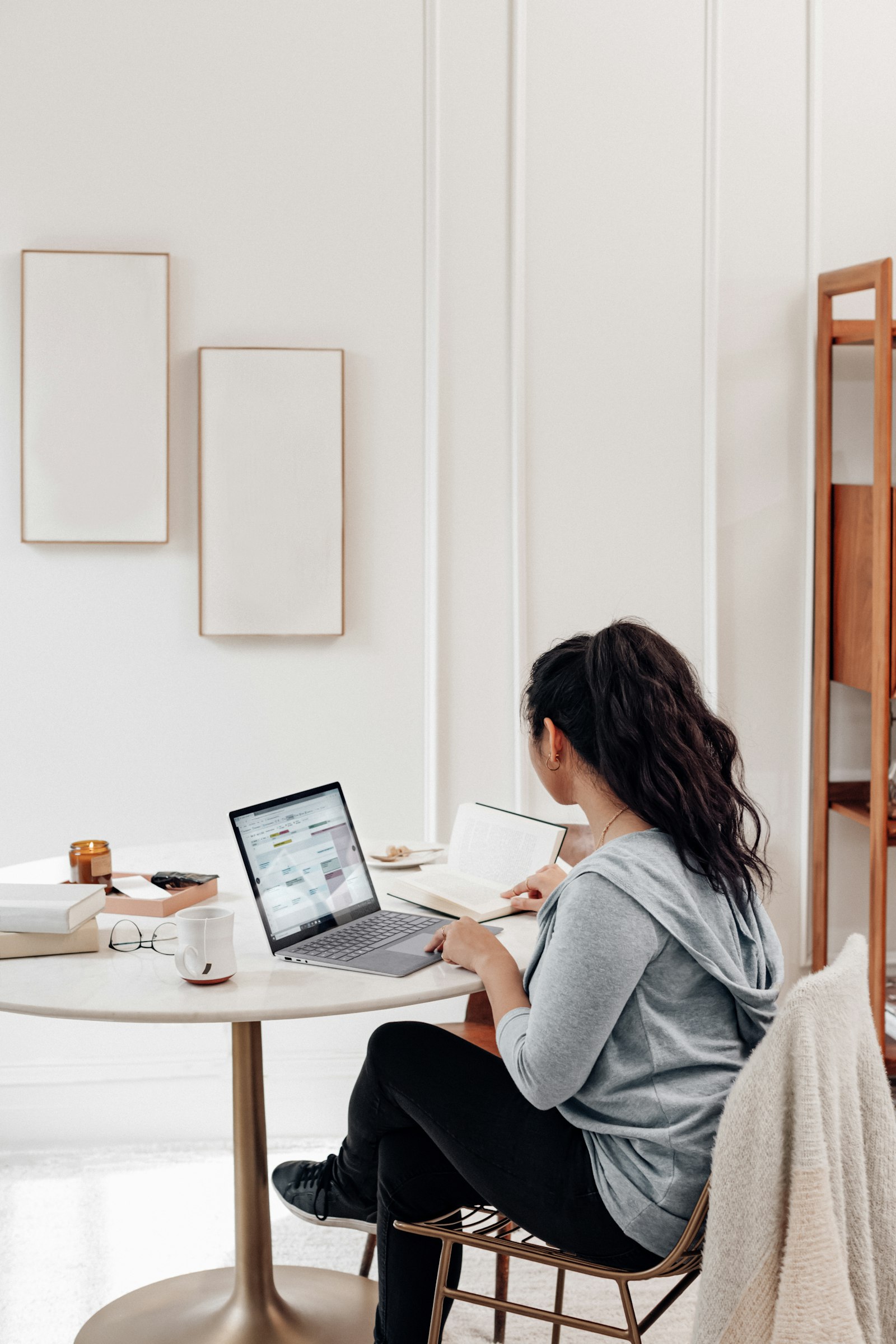Self-employed woman working on a laptop at home