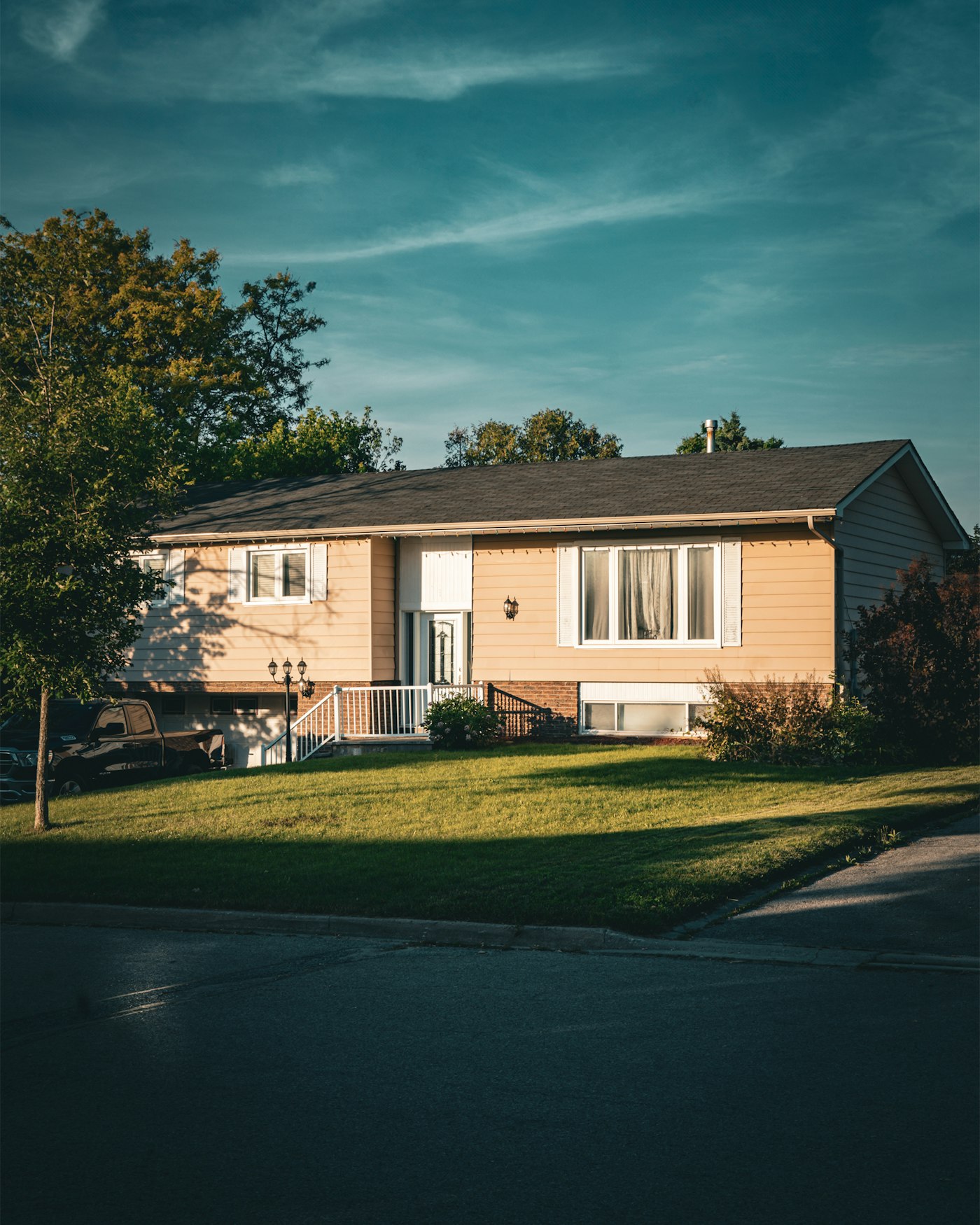 Single-family home at dusk