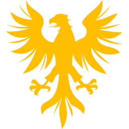 Stylized golden eagle with spread wings facing left.