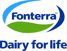 Fonterra logo with blue and green swooshes and the tagline 'Dairy for life'.