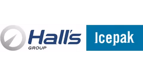 Hall’s Group logo next to a blue rectangle with the word Icepak in white.