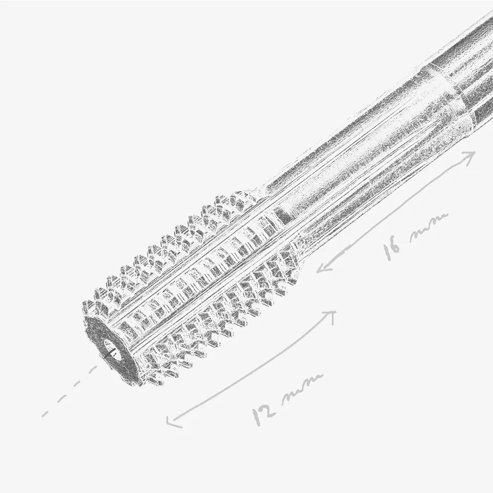 Vergnano piirustus räätälöidystä kierretapista