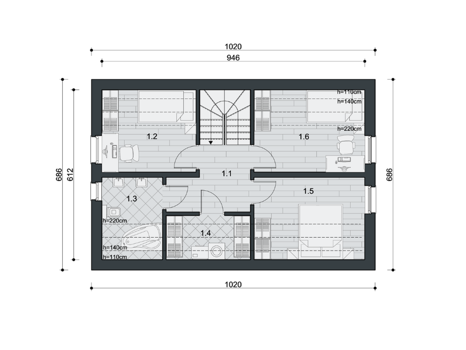 Optimo 70PP – rzut piętra