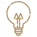 Icon of a light bulb with a filament shaped like a pencil inside.