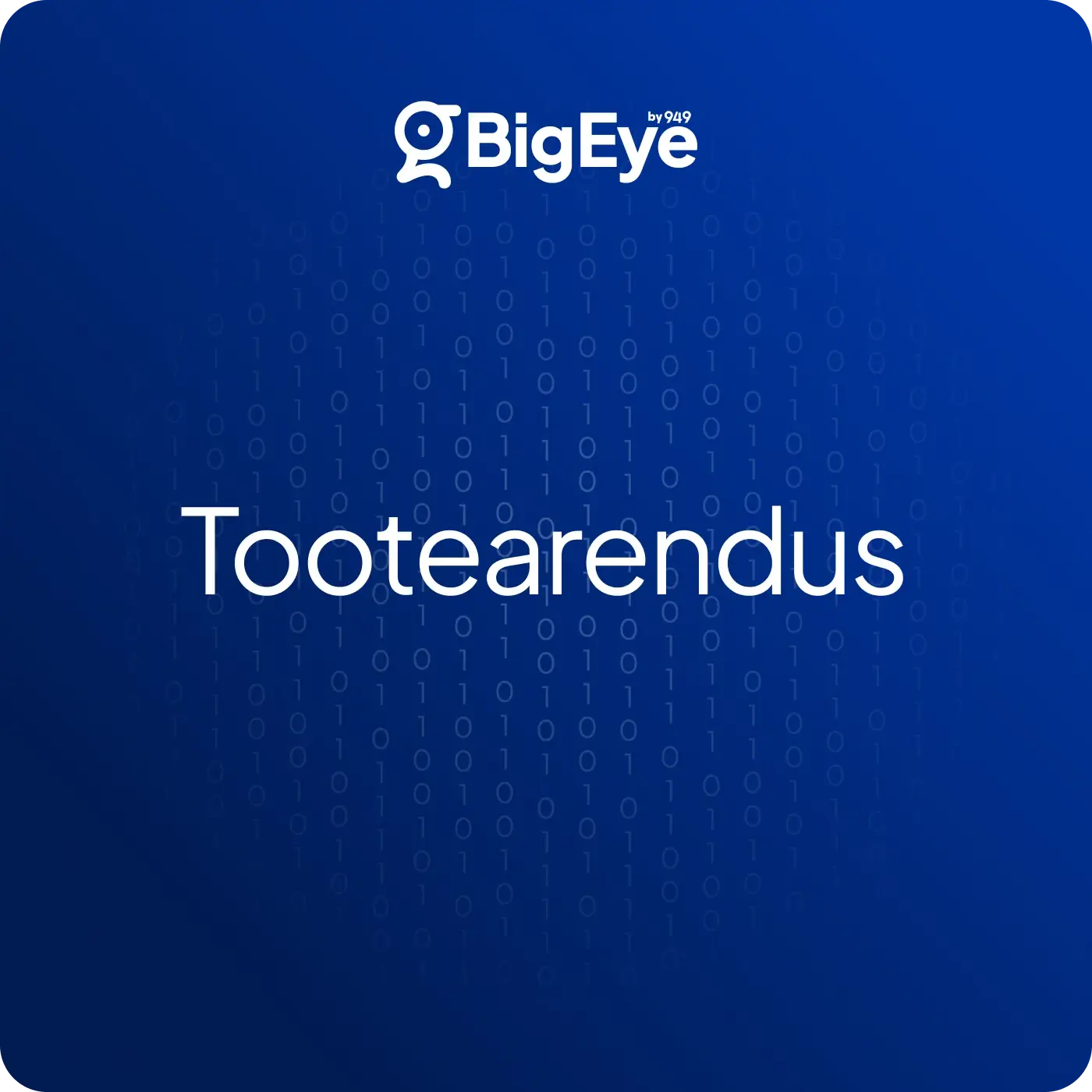 BigEye by 949 logo ülal ja sõna Tootearendus sinisel taustal, mis sisaldab binäärkoodi mustrit.