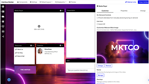 Webinar Builder interface