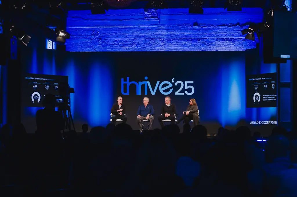 Professional panel discussion with lighting and staging