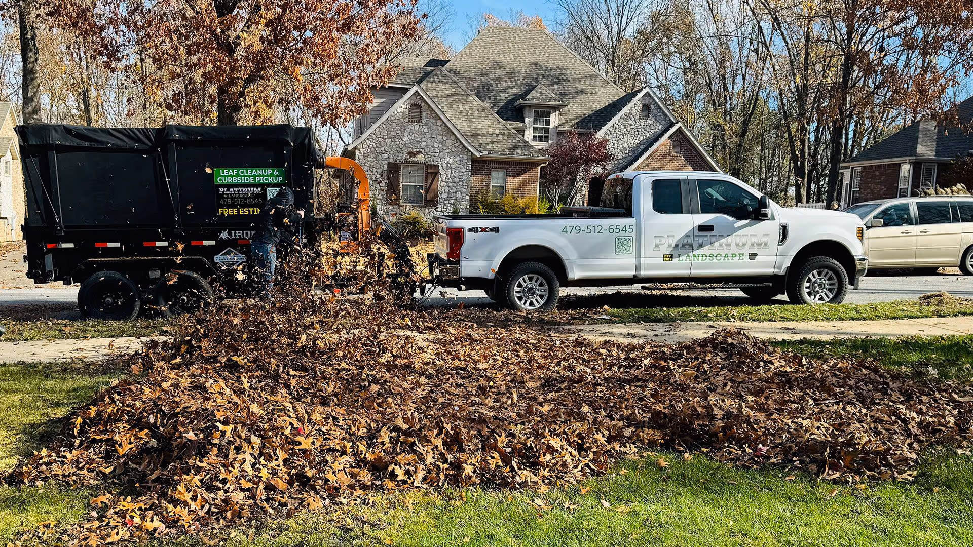 Leaf removal and seasonal cleanup service by Platinum Landscape